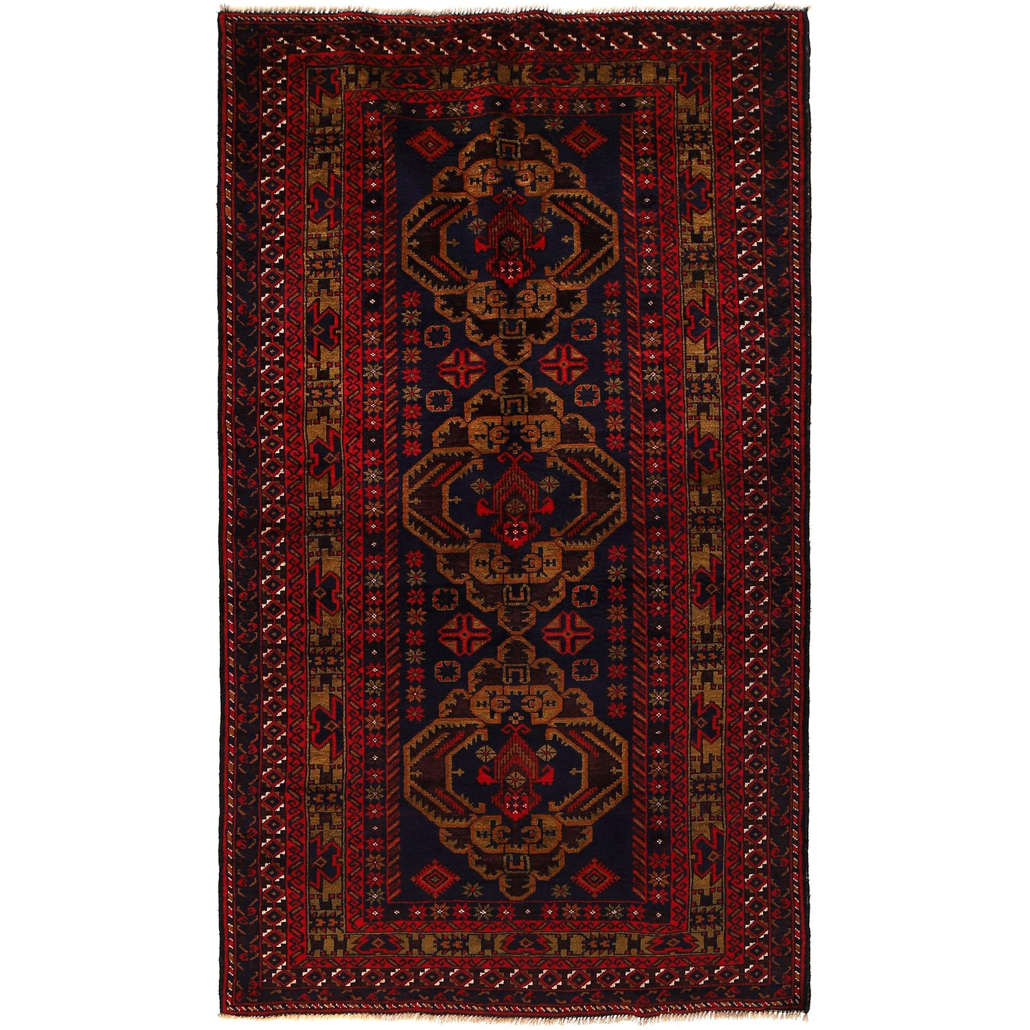 Handmade Baluchi Rug 4' 0" x 6' 9" ft / 122 x 207 cm - No. G24841