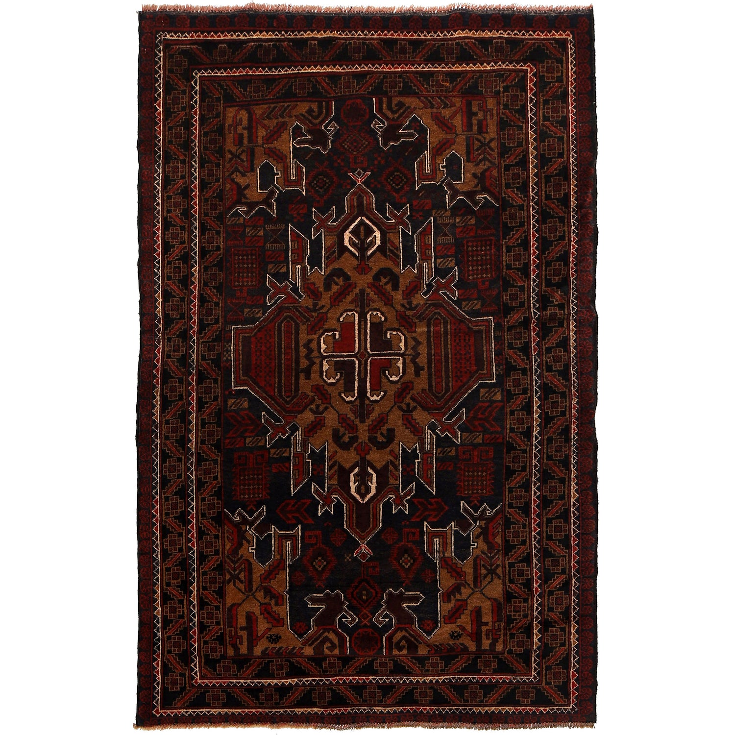 Handmade Baluchi Rug 4' 0" x 6' 3" ft / 123 x 191 cm - No. G24846