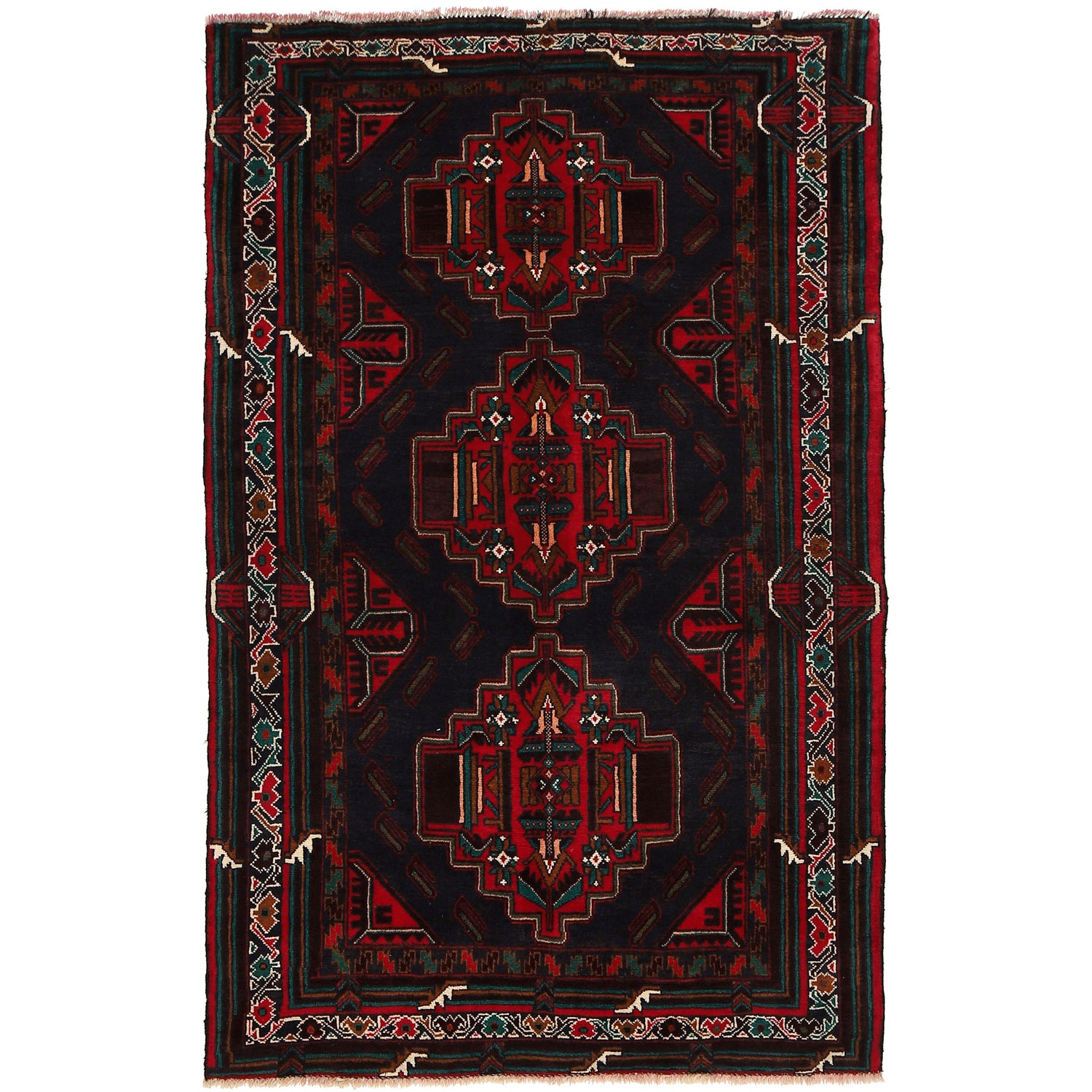 Handmade Baluchi Rug 3' 11" x 6' 3" ft / 120 x 190 cm - No. G24847