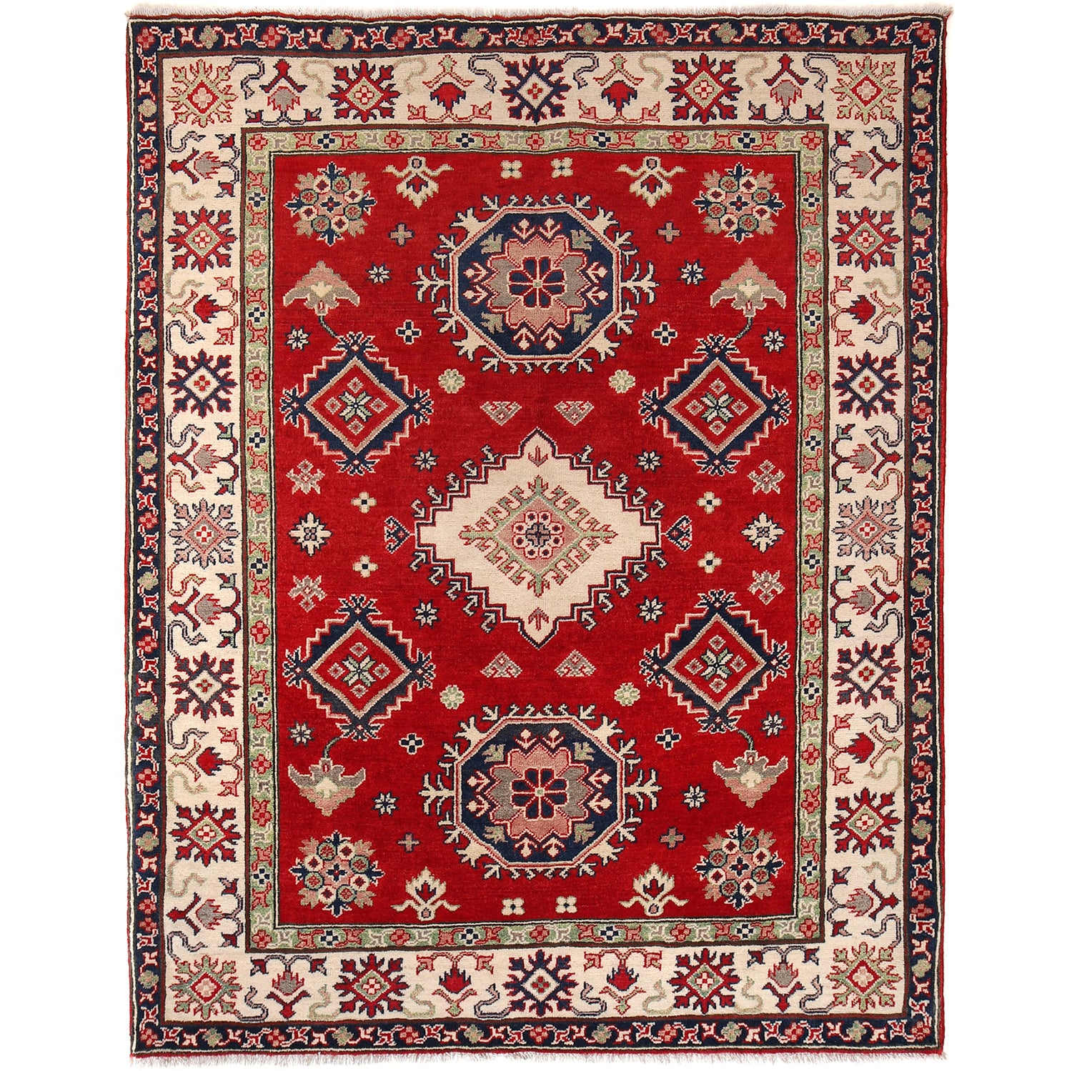 Hand knotted Kazak Carpet 5' 1" x 6' 7" ft / 156 x 200 cm - No. G24862