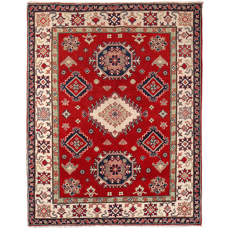 Hand knotted Kazak Carpet 5' 1" x 6' 7" ft / 156 x 200 cm - No. G24862