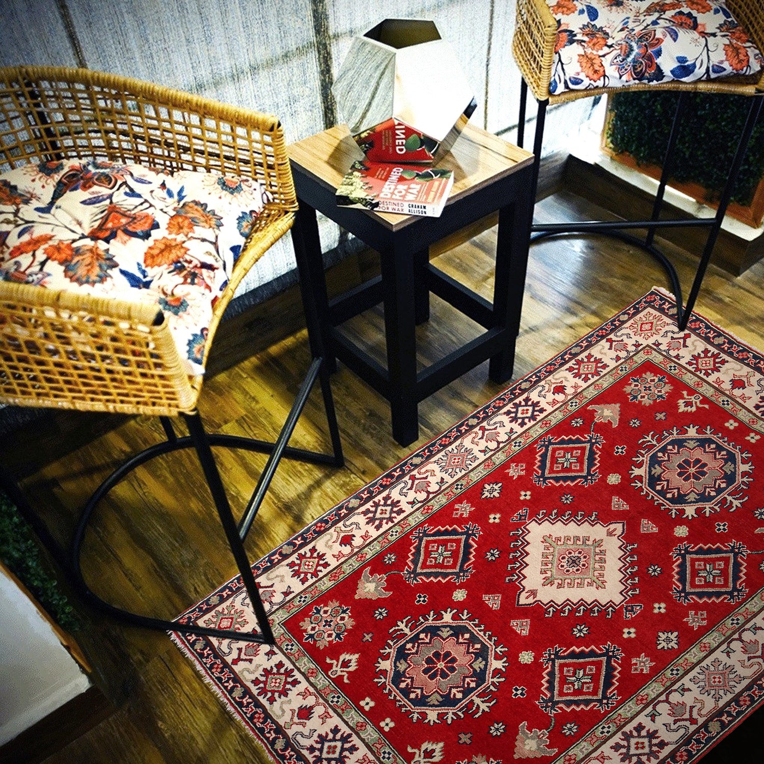 Hand knotted Kazak Carpet 5' 1" x 6' 7" ft / 156 x 200 cm - No. G24862