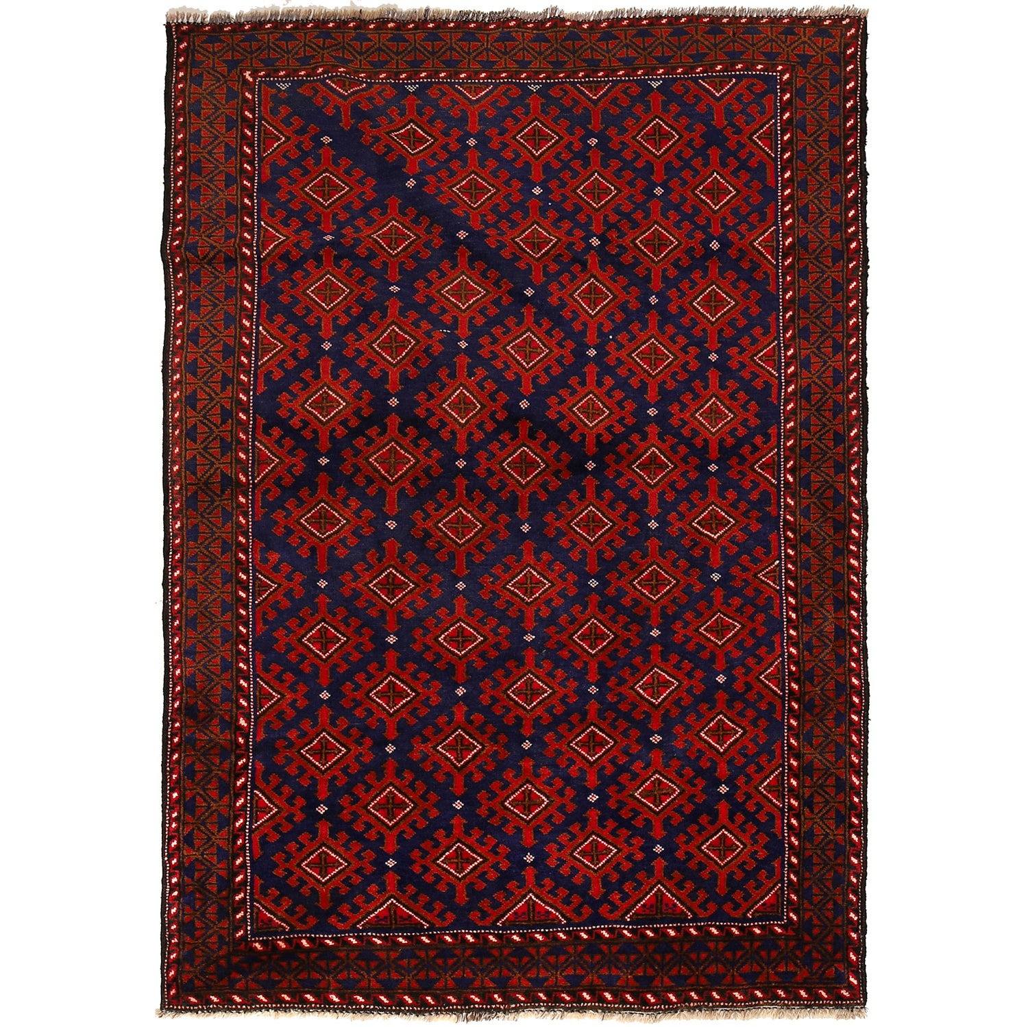 Hand Knotted Baluchi Rug 4' 1" x 6' 1" ft / 125 x 185 cm - No. G24893