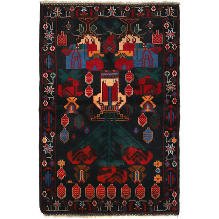 Handmade Balochi Rug 3' 0" x 4' 9" ft / 92 x 145 cm - No. G24896