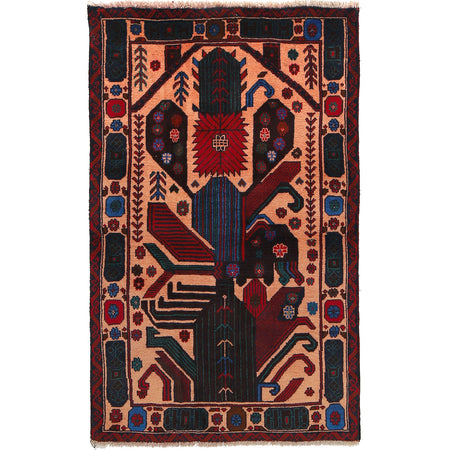 Tribal Baloch Rug 3' 1" x 4' 11" ft / 94 x 151 cm - No. G24902