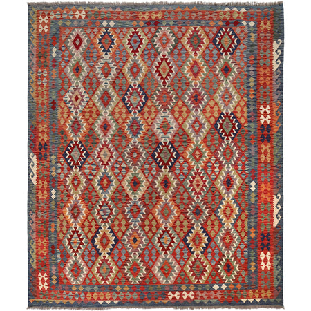 Handmade Afghan Vegetable Kilim 8' 5" x 9' 11" ft / 256 x 301 cm - No. G25073