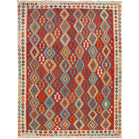 Handmade Turkish Design Wool Kilim 8' 4" x 11' 2" ft / 254 x 341 cm - No. G25074