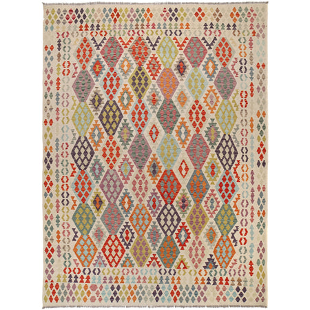 Handmade Turkish Design Wool Kilim 8' 6" x 11' 6" ft / 258 x 350 cm - No. G25076