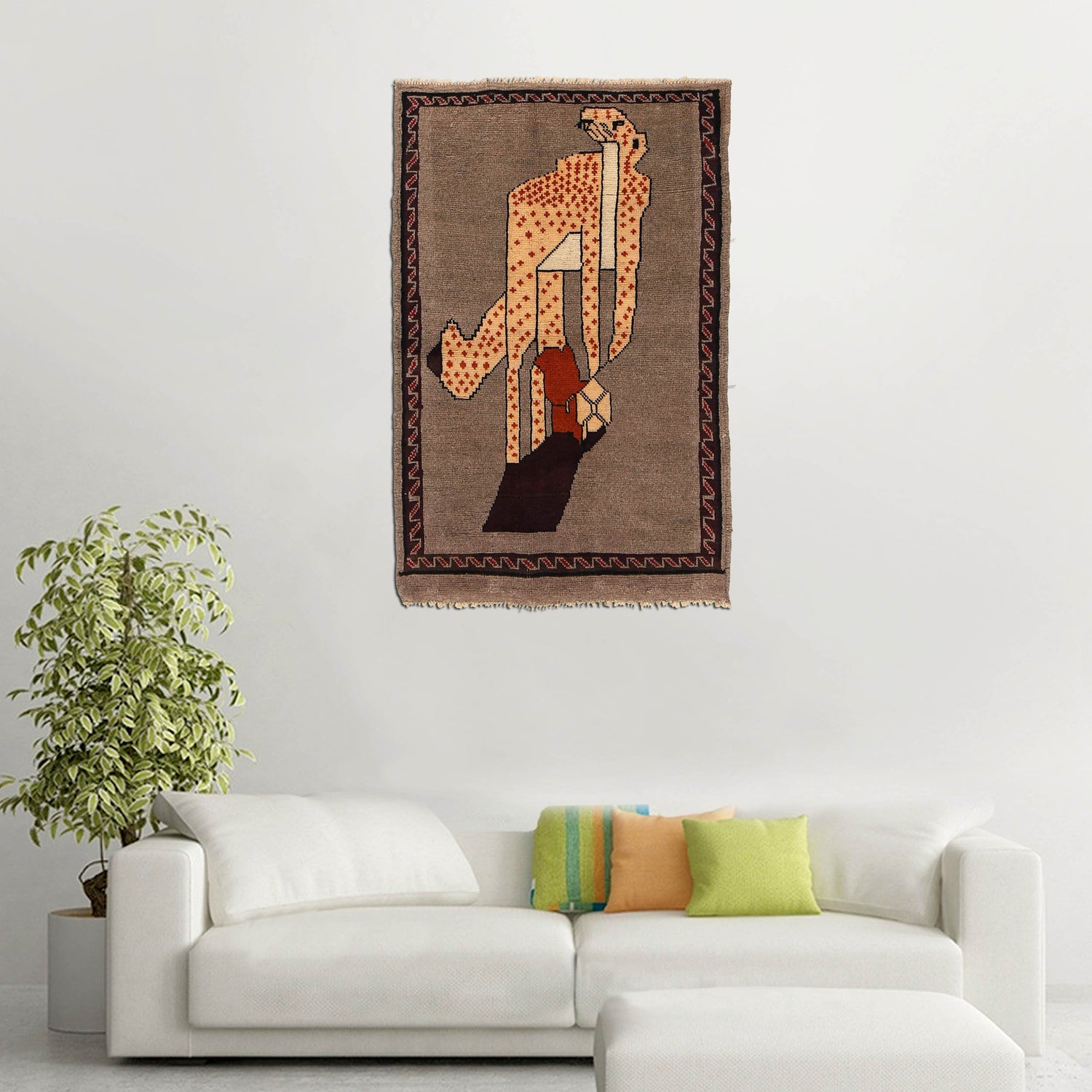 Hand Made Animal Pictorial Area Carpet 2' 10" x 4' 4" ft / 87 x 132 cm - No. G25227