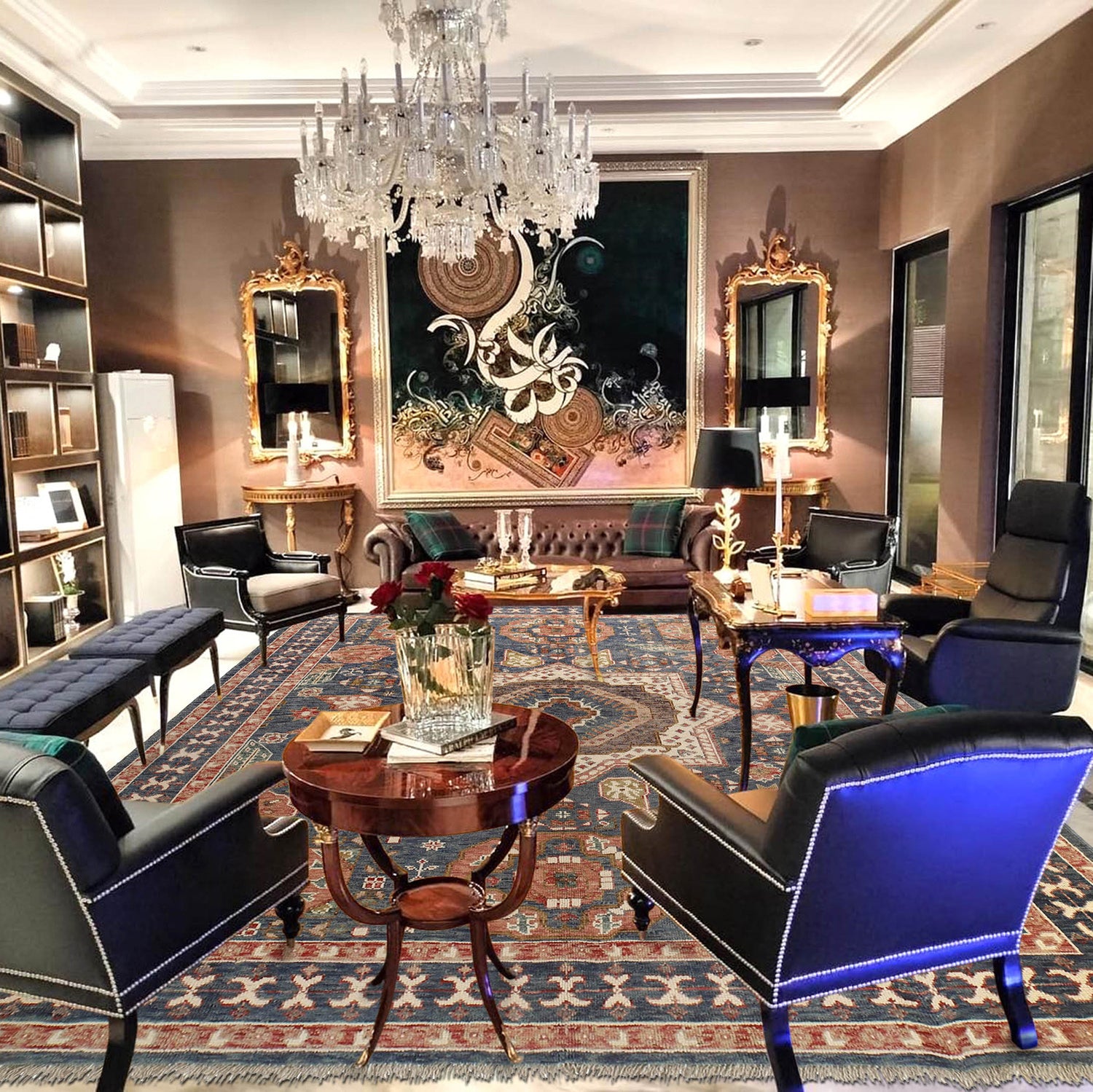 Oriental Mamluk Area Rug 8' 3" x 9' 8" ft / 251 x 295 cm - No. G25241