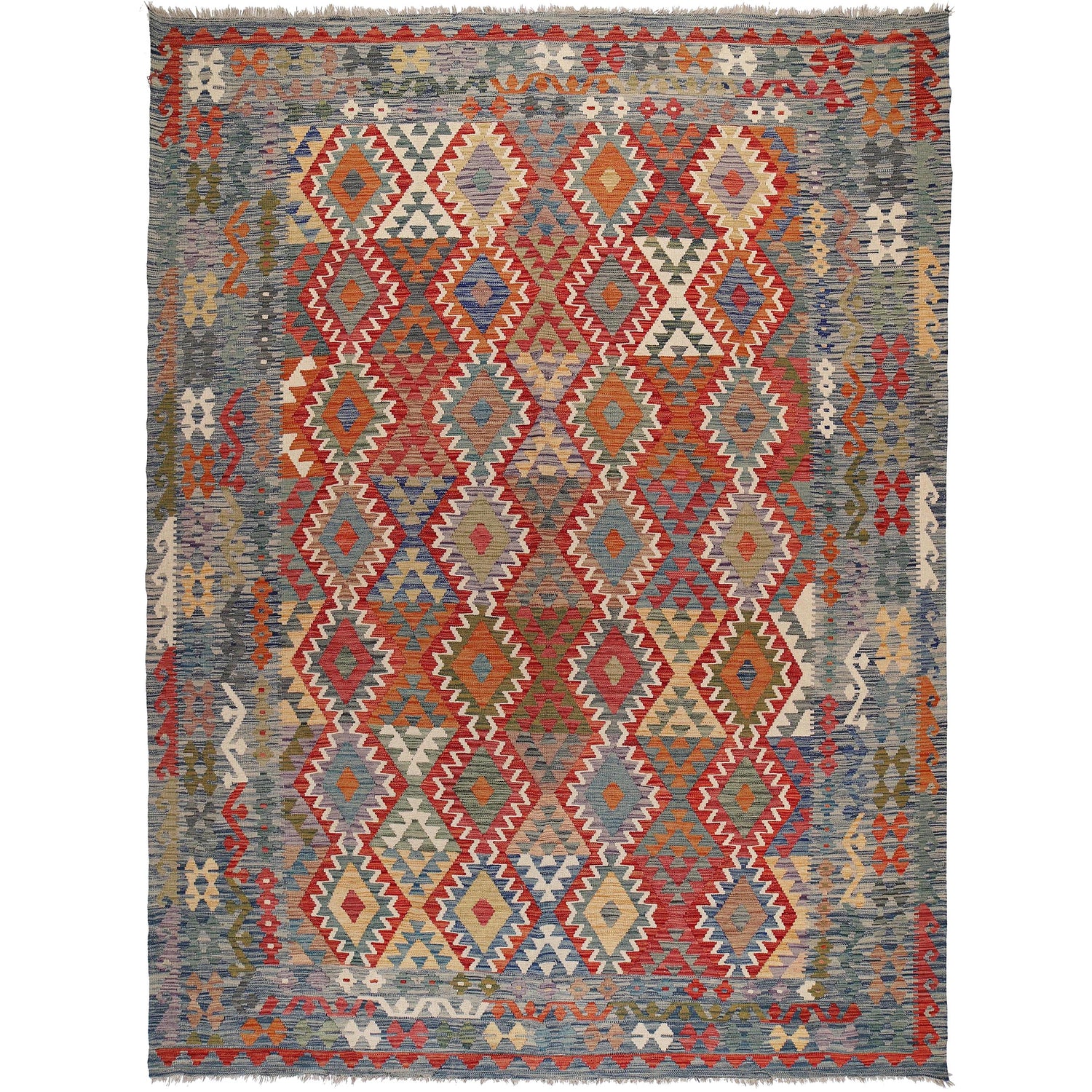 Hand Knotted Flatweave Kilim 8' 6" x 11' 5" ft / 259 x 348 cm - No. G25524