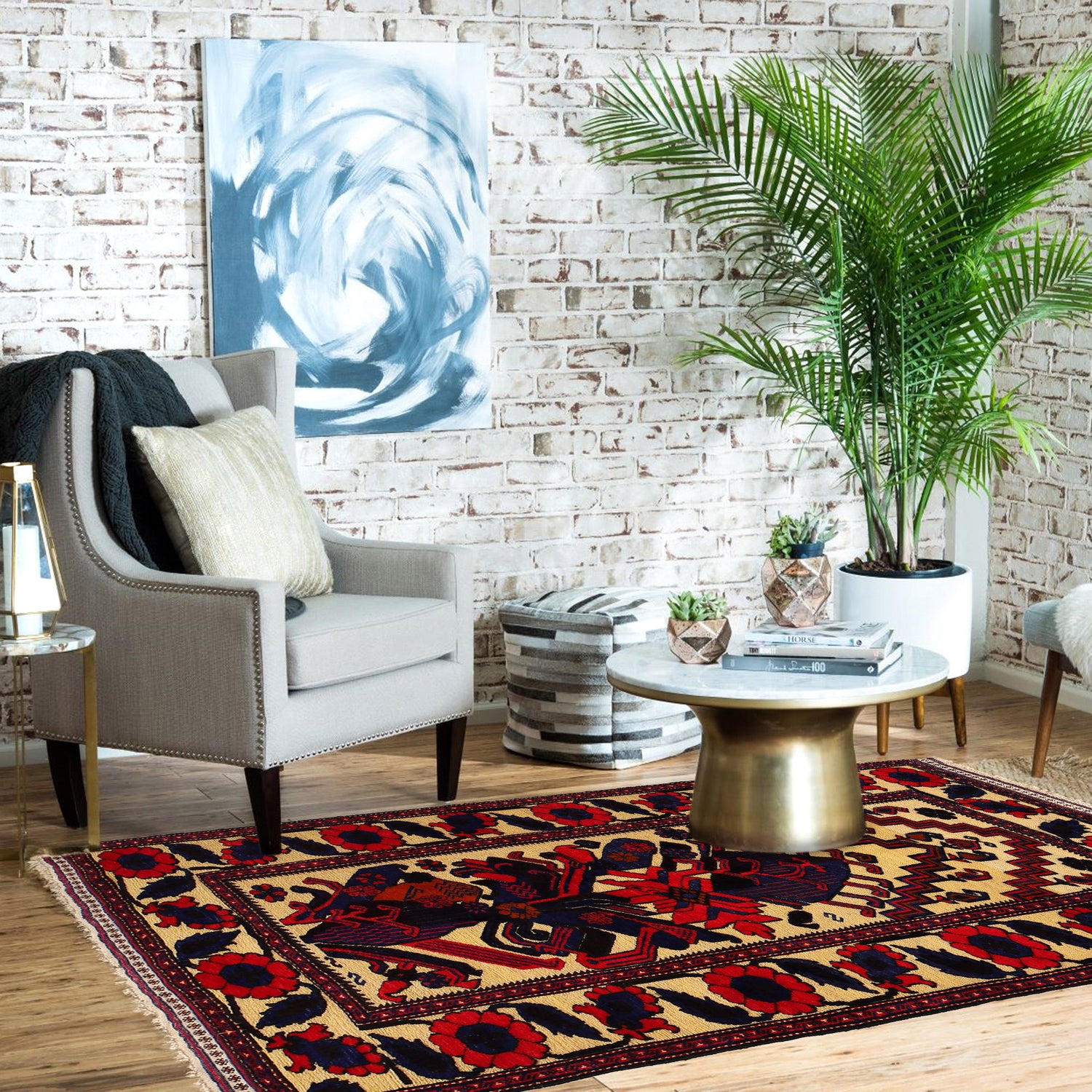 Handmade Barjista Kilim Rug 3' 11" x 5' 10" ft / 119 x 178 cm - No. G25869