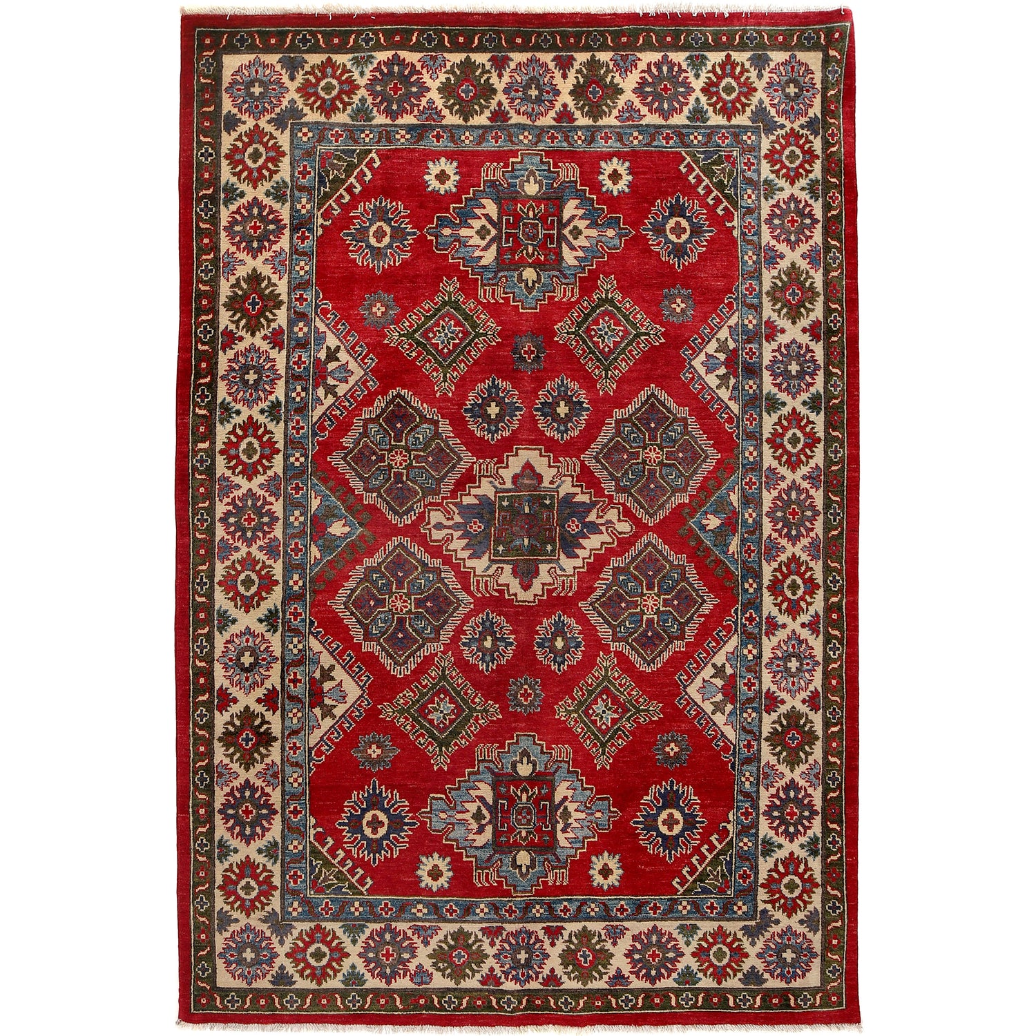 Hand knotted Kazak Carpet 5' 5" x 8' 0" ft / 165 x 245 cm - No. G25873