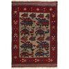 Handcrafted Afghan War Rug 3' 2" x 4' 7" ft / 96 x 139 cm - No. G25892