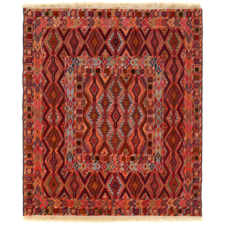 Hand Knotted Luxury Kilim Rug 4' 9" x 5' 5" ft / 144 x 164 cm - No. G26482