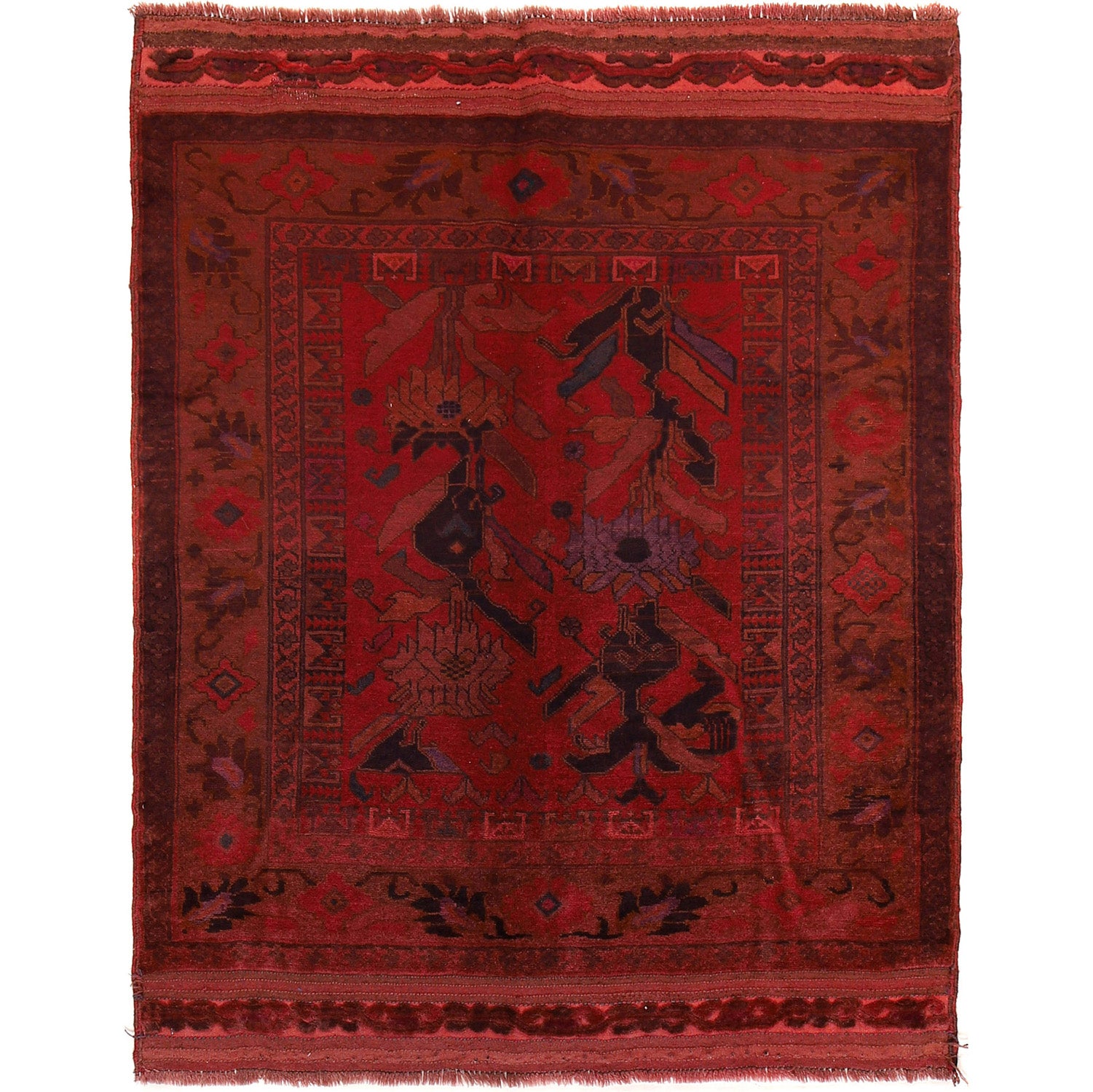 Overdyed Wool Carpet 4' 3" x 5' 1" ft / 130 x 156 cm - No. G26586