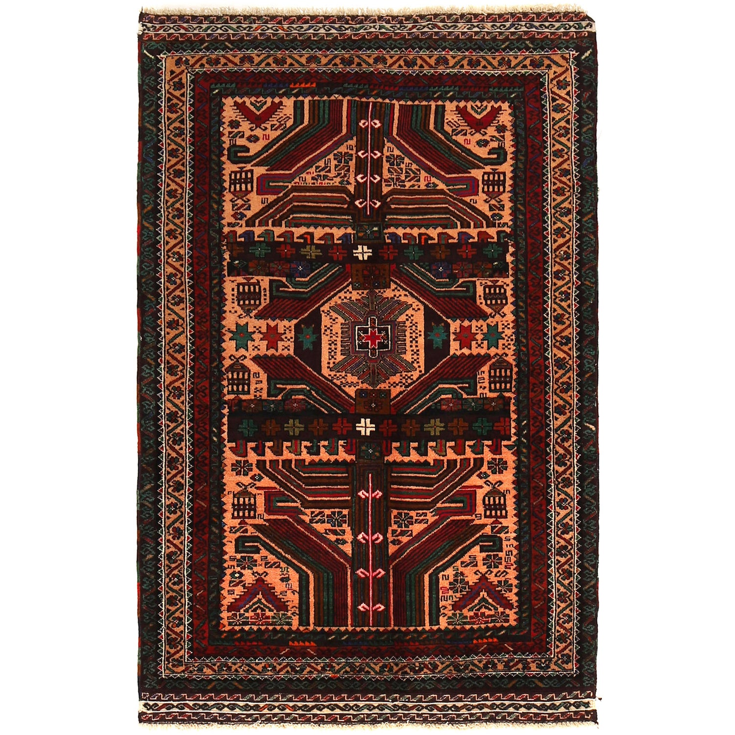 Hand Knotted Baluchi Rug 3' 1" x 4' 11" ft / 95 x 149 cm - No. G26588