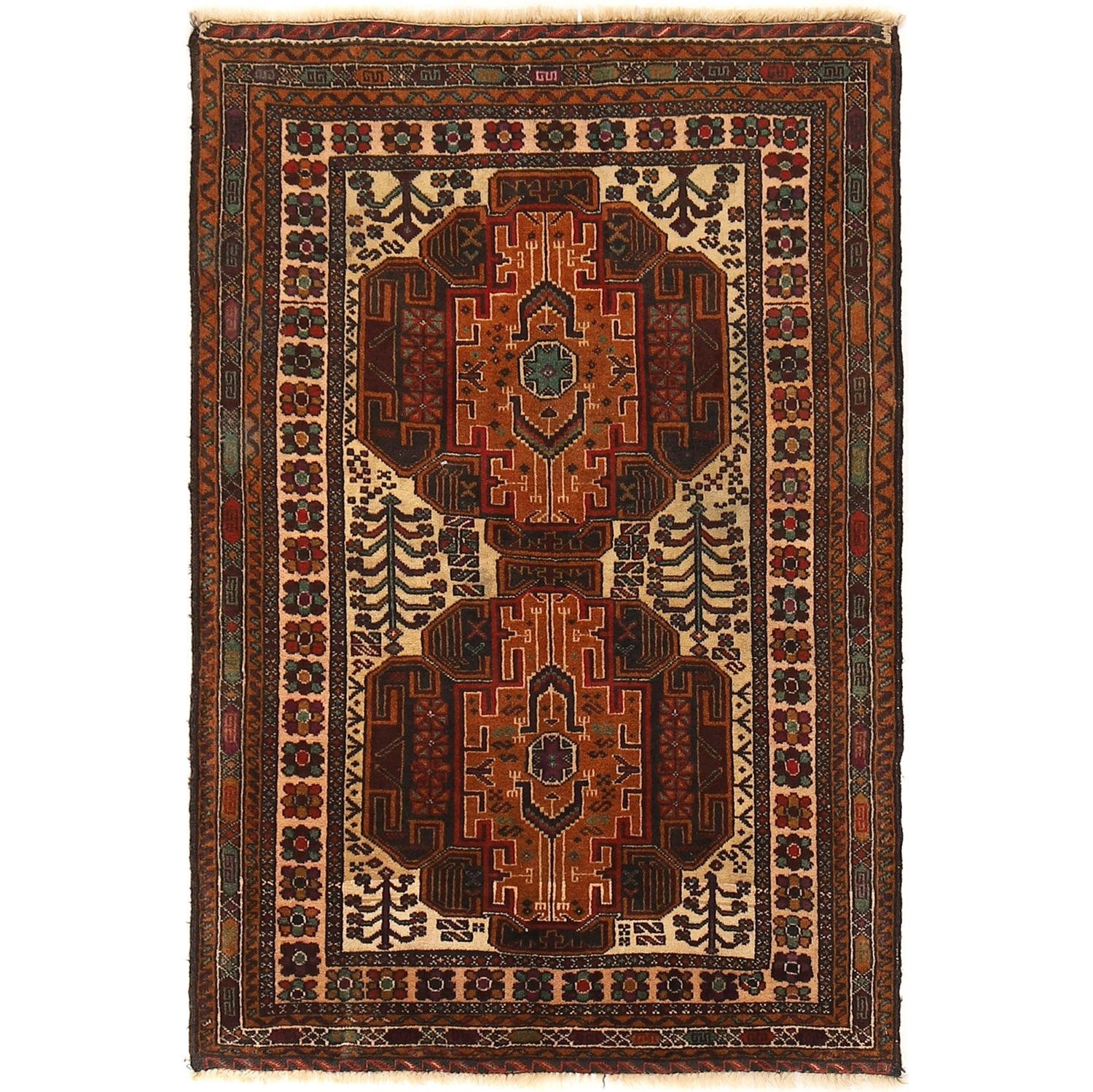Hand Knotted Baluchi Rug 3' 0" x 4' 10" ft / 91 x 147 cm - No. G26592