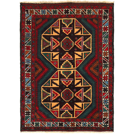 Hand Knotted Baluchi Rug 3' 5" x 4' 8" ft / 103 x 141 cm - No. G26634