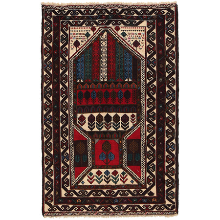 Handmade Prayer Rug 2' 10" x 4' 6" ft / 87 x 137 cm - G26637