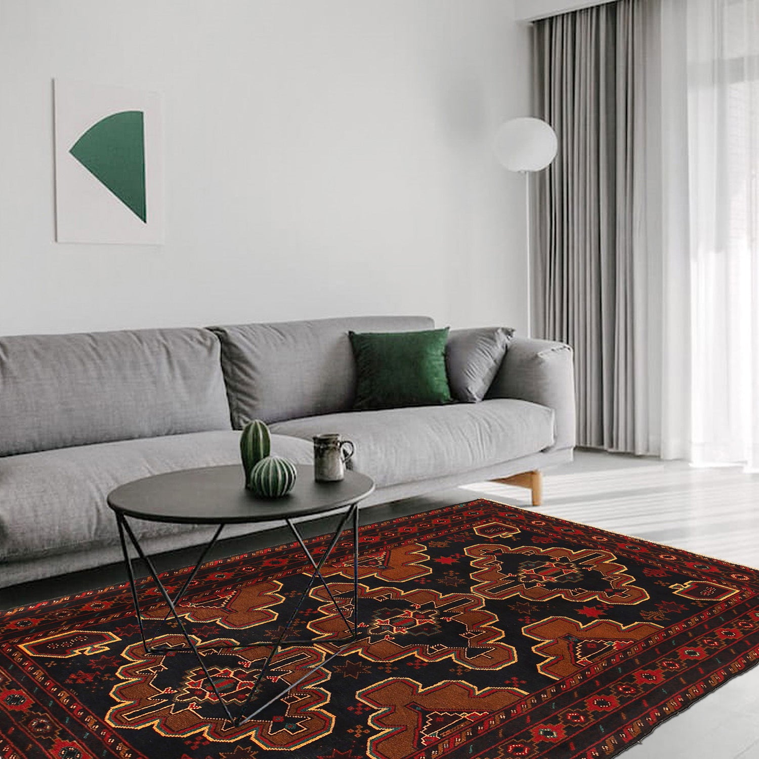 Hand Knotted Baluchi Rug 4' 0" x 6' 2" ft / 122 x 187 cm - No. G26643