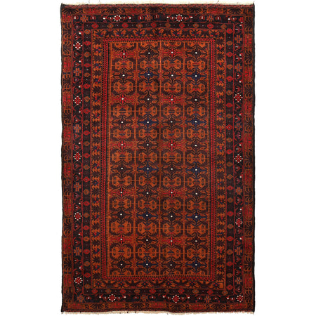 Hand Knotted Baluchi Rug 3' 11" x 6' 2" ft / 119 x 188 cm - No. G26674