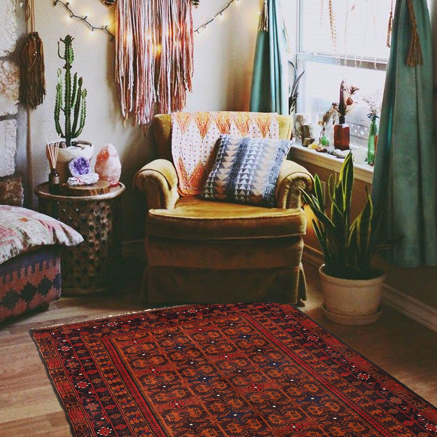 Hand Knotted Baluchi Rug 3' 11" x 6' 2" ft / 119 x 188 cm - No. G26674