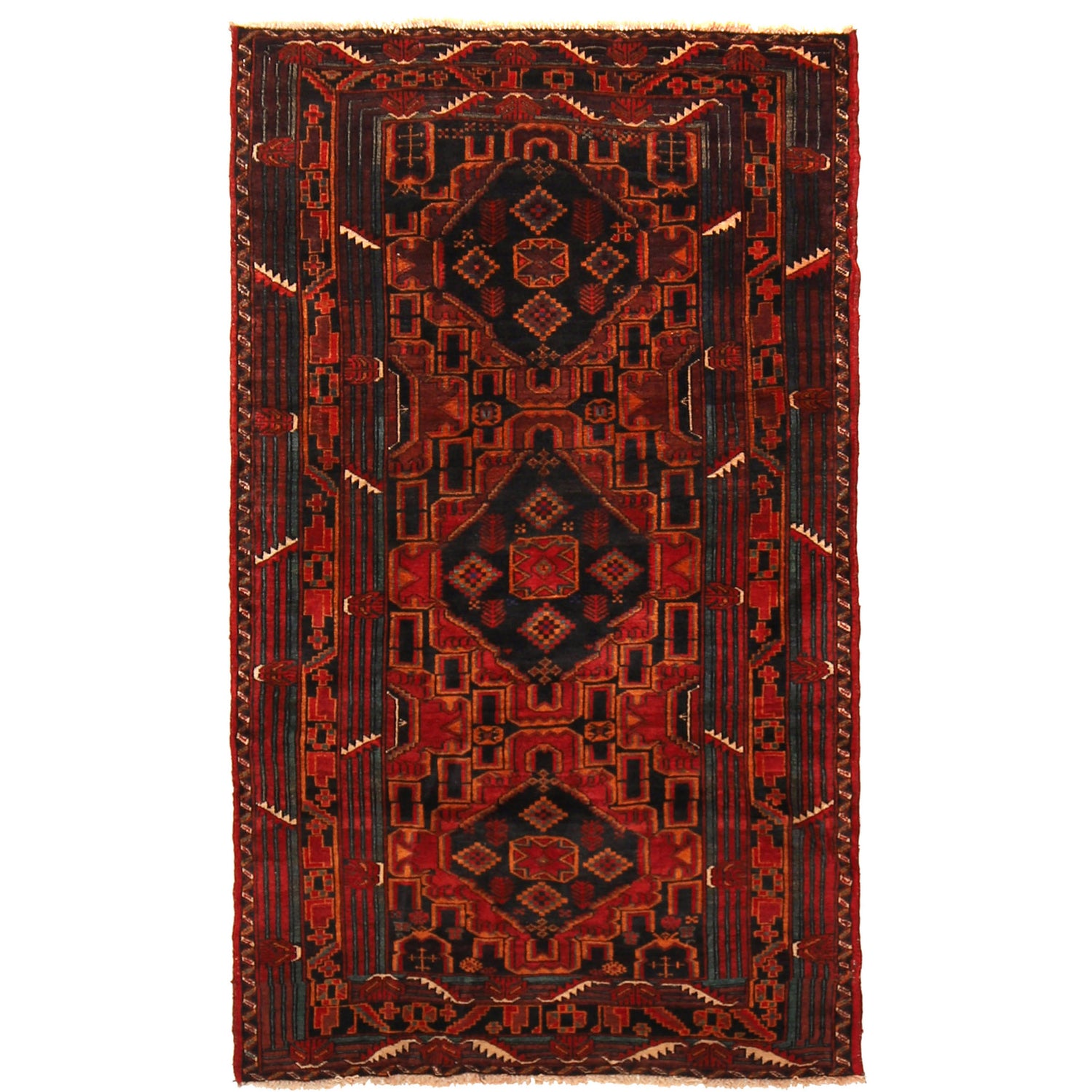 Hand Knotted Baluchi Rug 3' 5" x 5' 10" ft / 104 x 178 cm - No. G26781