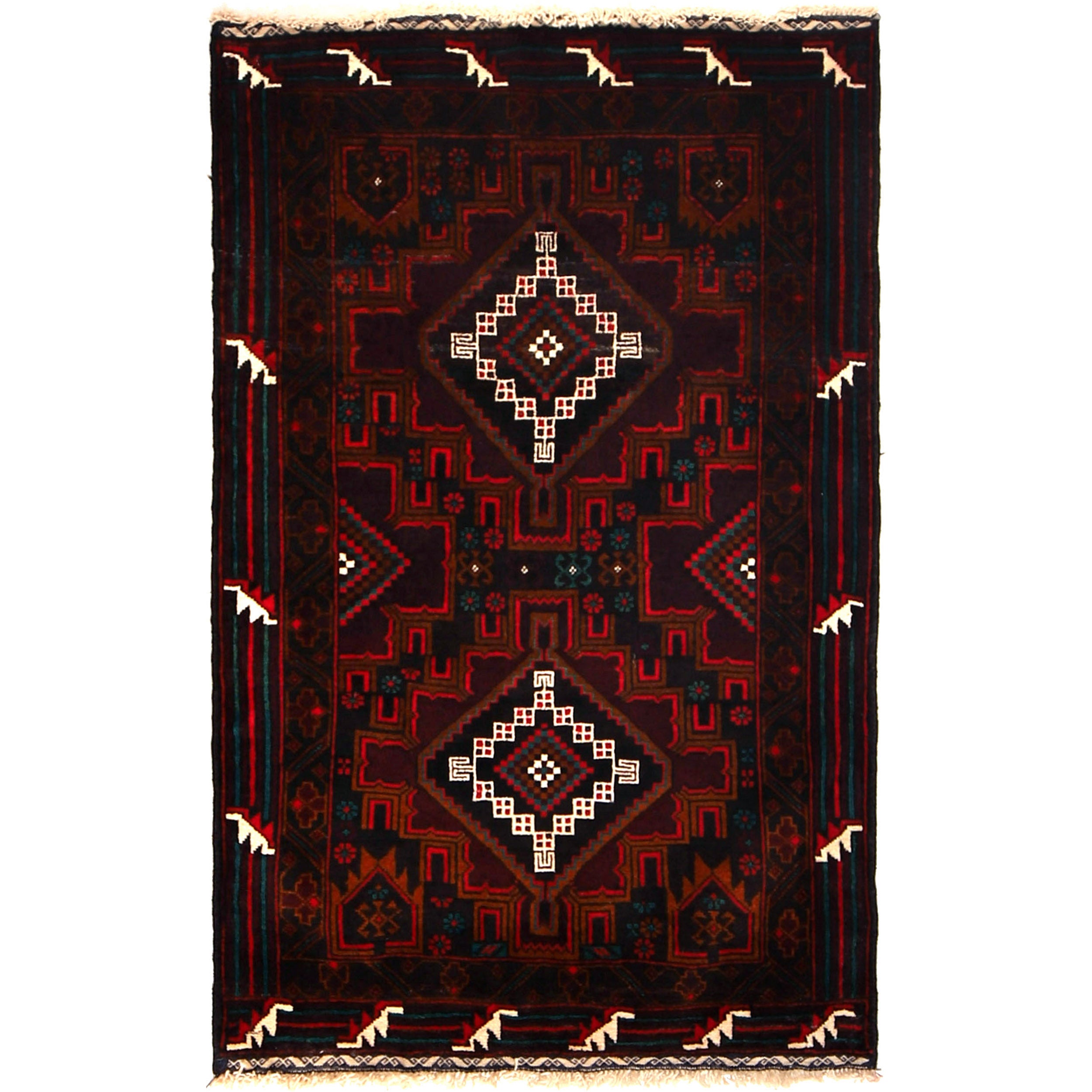 Traditional Baloch Carpet 3' 1" x 4' 8" ft / 94 x 143 cm - No. G27049