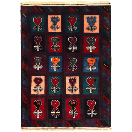 Hand Knotted Baluchi Rug 3' 2" x 4' 5" ft / 97 x 135 cm - No. G27056