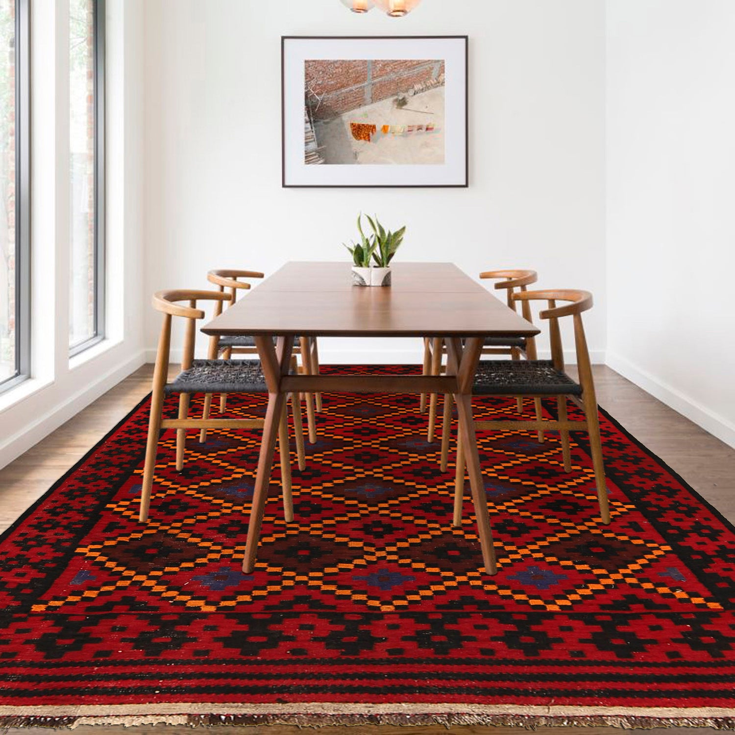 Afghan Vintage Kilim 5' 7" x 9' 1" ft / 170 x 278 cm - No. G27058