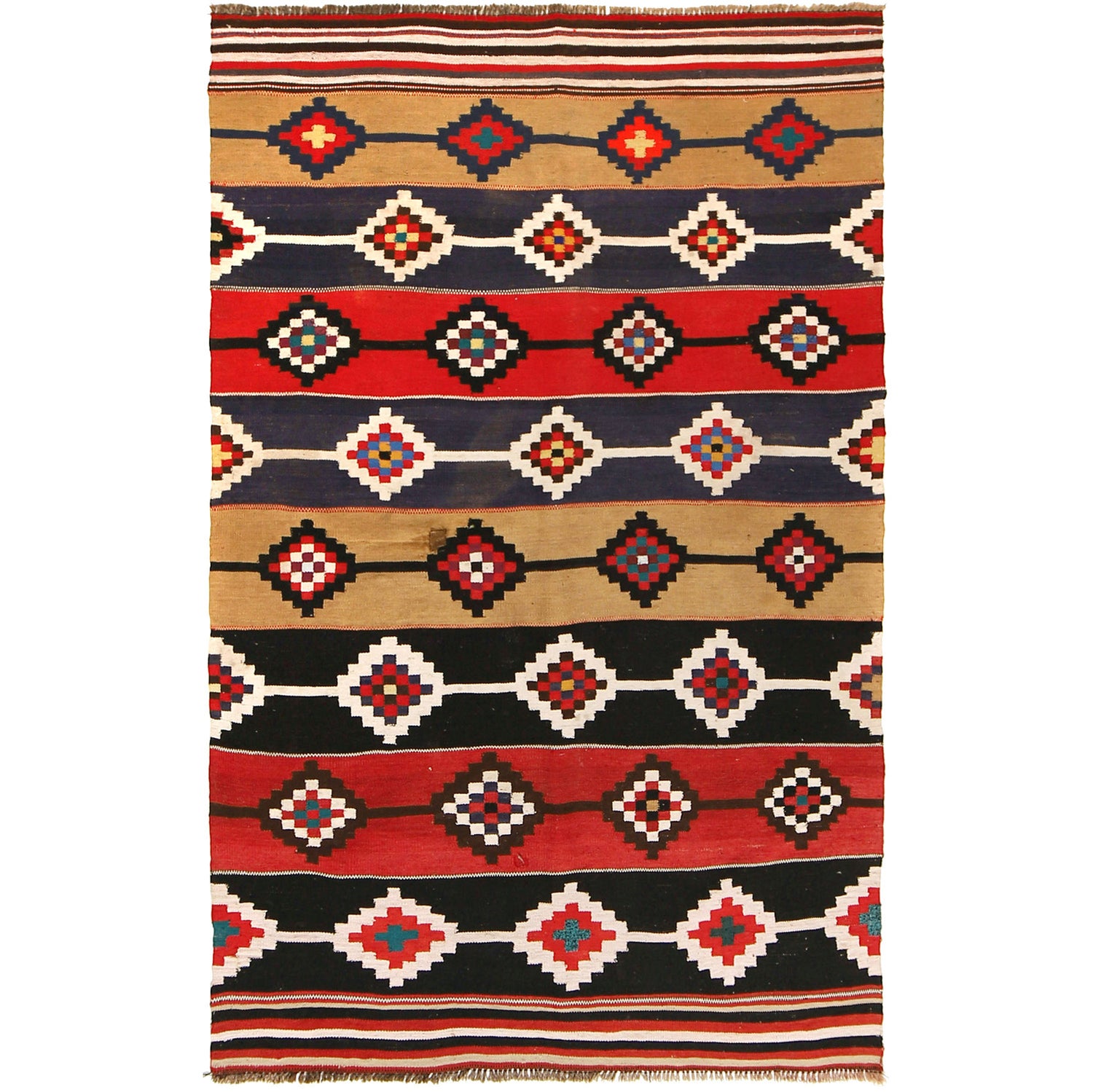 Afghan Maimana Kilim 4' 3" x 6' 8" ft / 129 x 202 cm - No. G27066