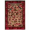 Handmade Afghan War Area Rug 3' 5" x 4' 10" ft / 103 x 148 cm - No. G27074