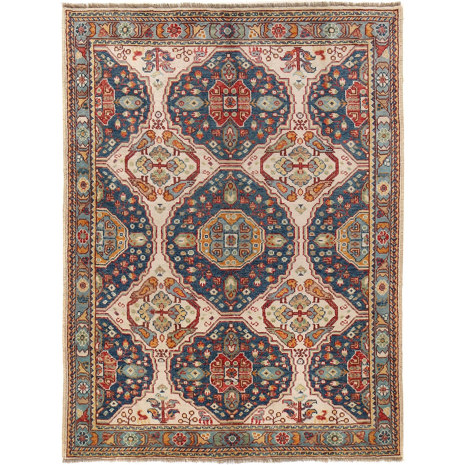 Handmade Afghan Carpet 5' 7" x 7' 8" ft / 170 x 233 cm - No. G27092