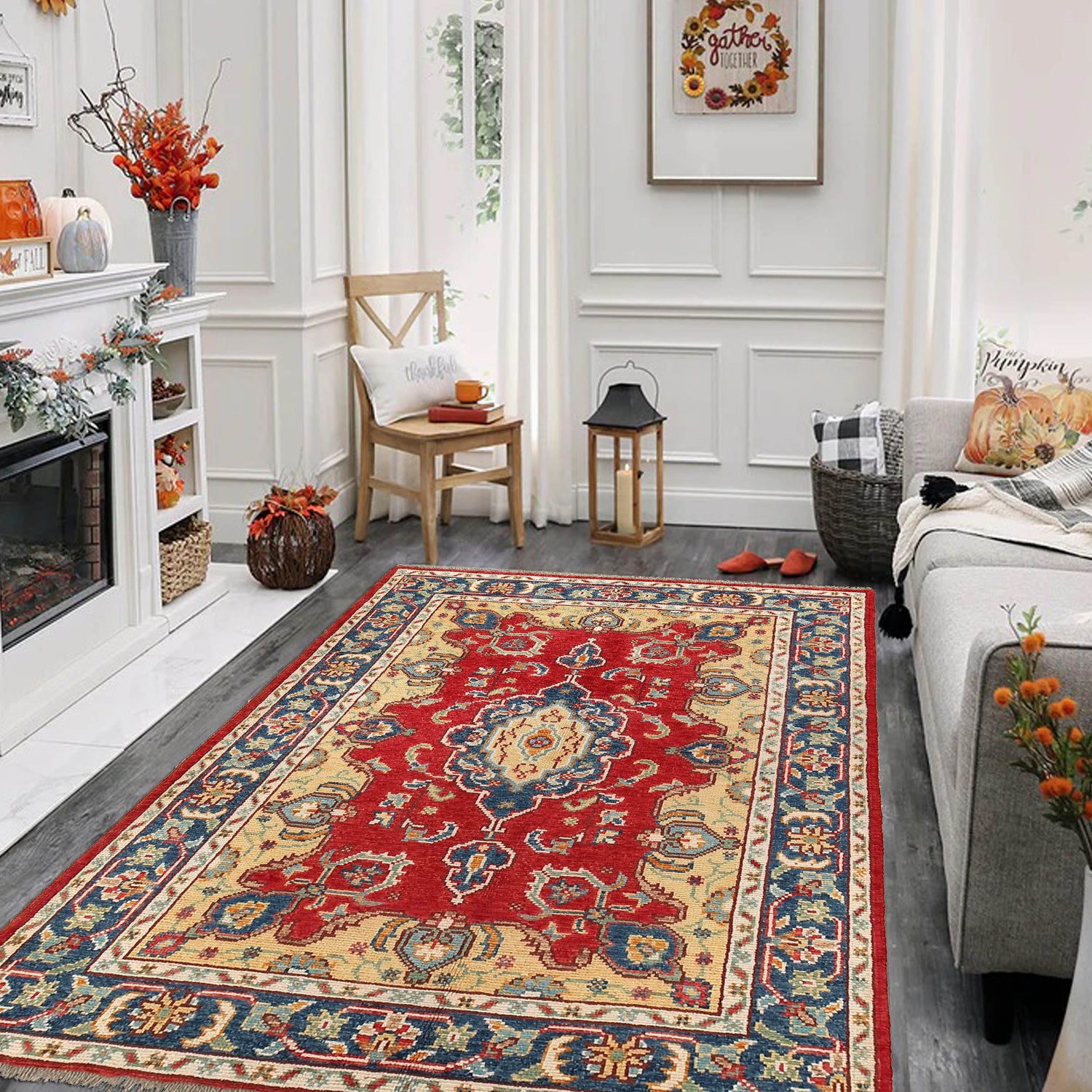 Red White Persian Heriz Rug, Traditional Rug, Oriental Medallion outlet Design, Geome/ric Rug, Vintage style Area Rug, Living Room, Bedroom Rugs