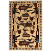 Handmade Afghan War Area Rug 3' 4" x 4' 11" ft / 102 x 150 cm - No. G27467