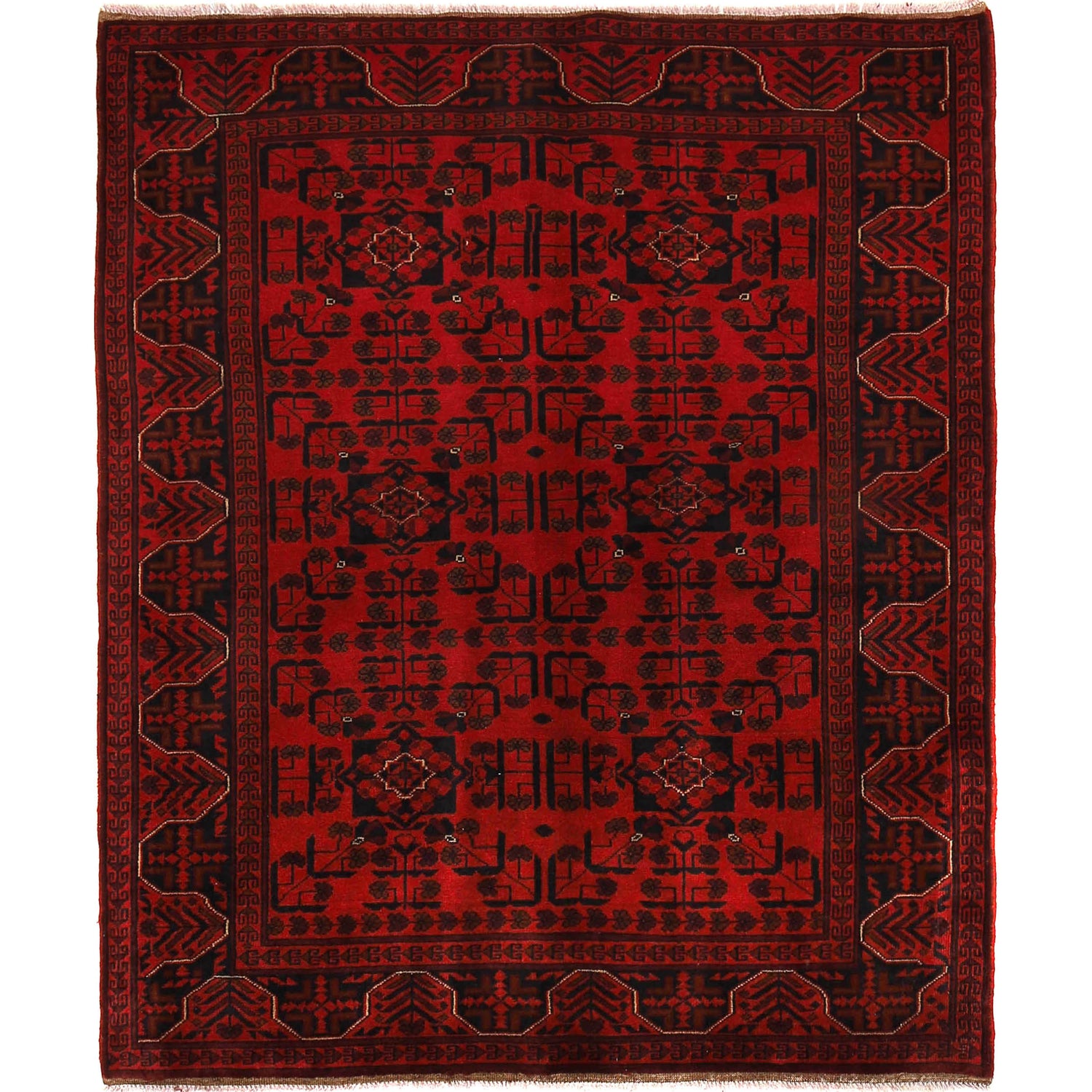 Handwoven Khal Mohammadi Afghan Carpet 5' 3" x 6' 2" ft / 159 x 188 cm - No. G27510