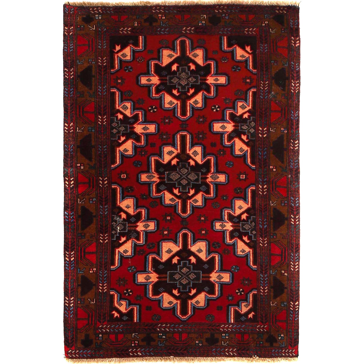 Hand Knotted Baluchi Rug 2' 11" x 4' 6" ft / 90 x 138 cm - No. G27688