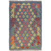 Colorful Flat-Weave Wool Kilim 1' 10" x 2' 10" ft / 57 x 87 cm - No. G27820