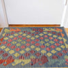 Colorful Flat-Weave Wool Kilim 1' 10" x 2' 10" ft / 57 x 87 cm - No. G27820