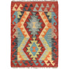 Colorful Flat-Weave Wool Kilim 2' 1" x 2' 11" ft / 63 x 88 cm - No. G27829