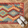 Colorful Flat-Weave Wool Kilim 2' 1" x 2' 11" ft / 63 x 88 cm - No. G27829