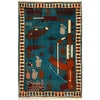 Handmade Afghan War Area Rug 2' 0" x 3' 1" ft / 62 x 95 cm - No. G27877