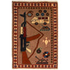 Handcrafted Afghan War Rug 2' 1" x 2' 11" ft / 63 x 90 cm - No. G27880