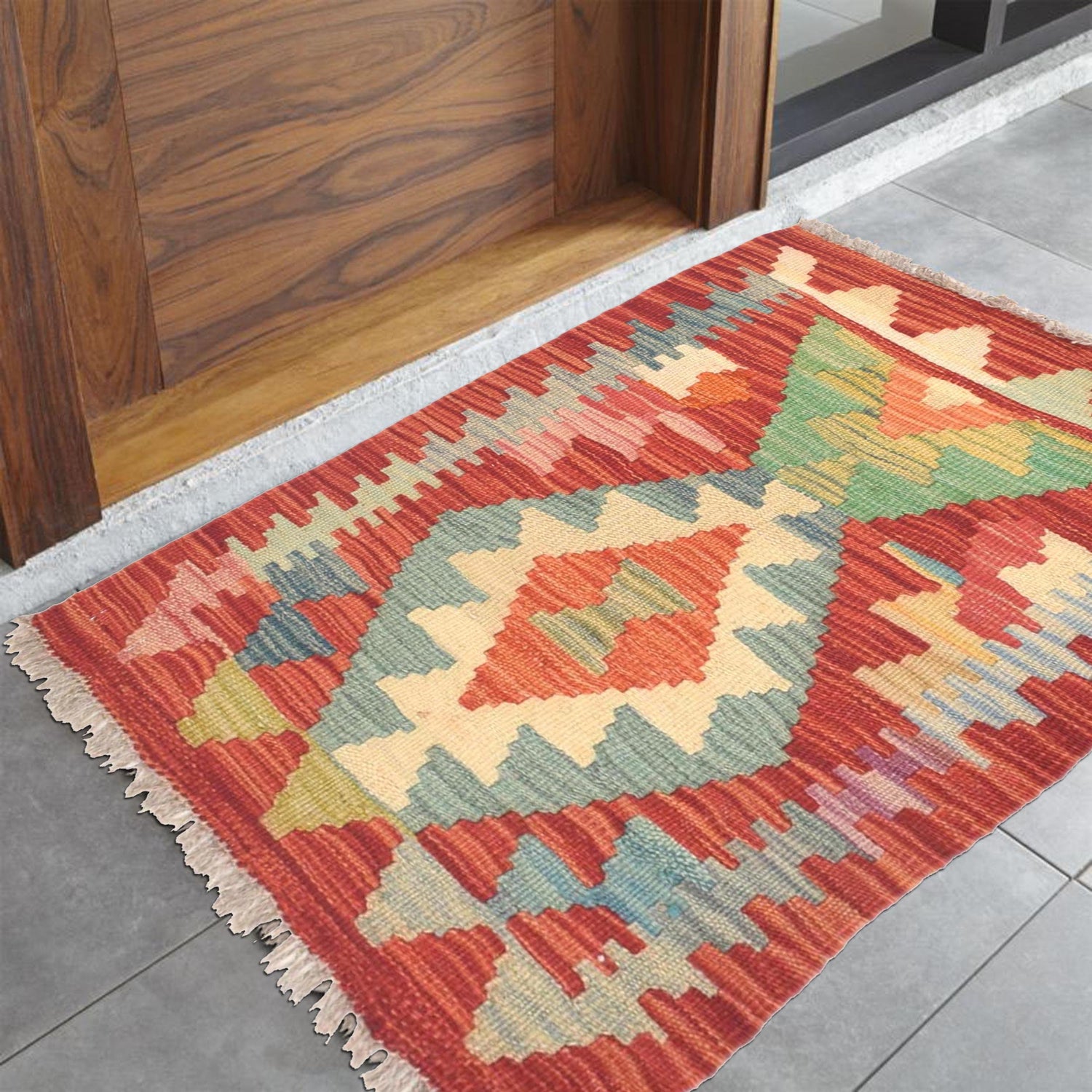 Small Kilim, Turkish Kilim, Vintage Kilim, Oushak Kilim, deals 30x45 inches Green Kilim, Handmade Kilim, Door Mat Kilim, 7472