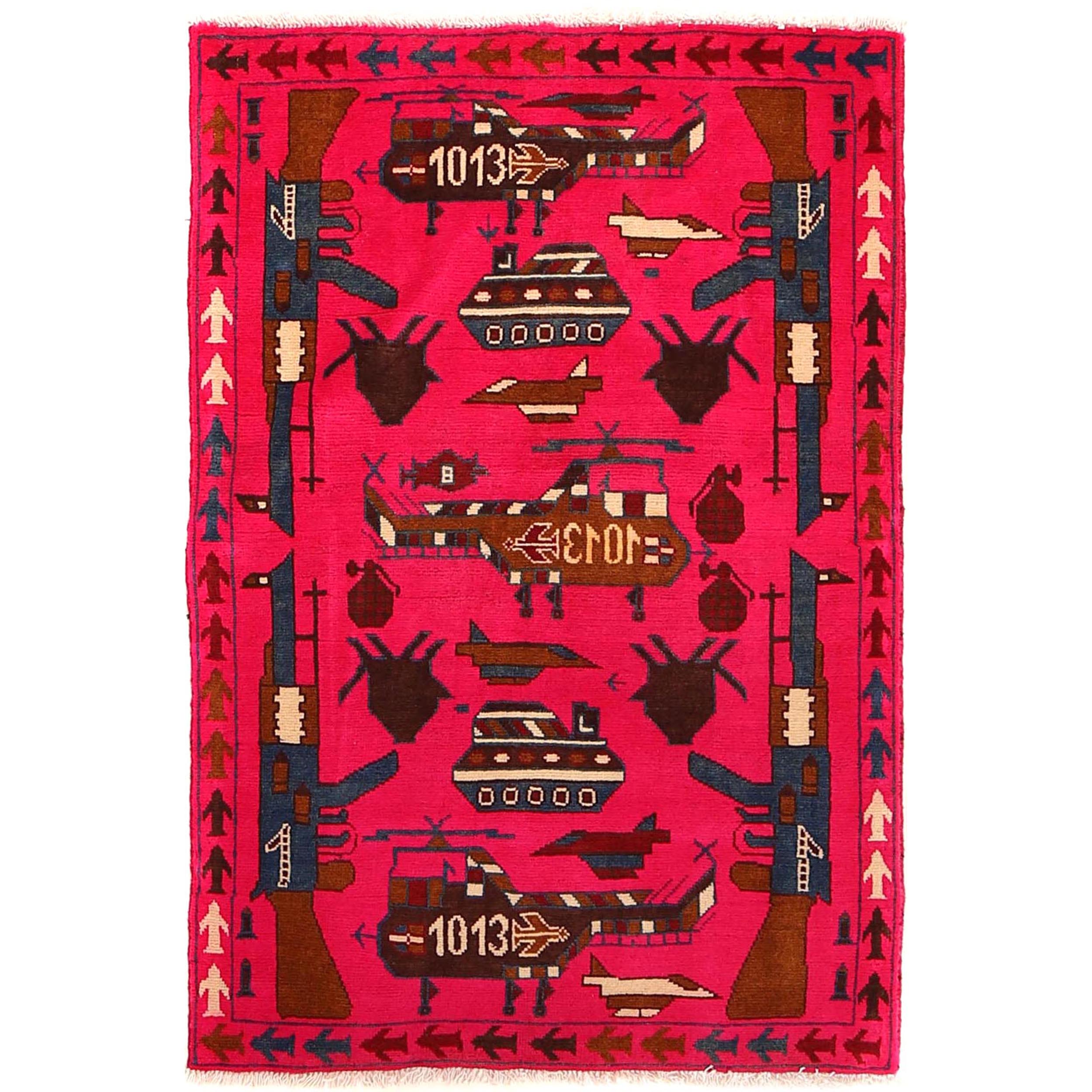 Authentic Afghan War Area Rug 2' 7" x 4' 0" ft / 80 x 121 cm - No. G28092