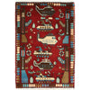 Red War Rug 2' 0" x 2' 10" ft / 60 x 87 cm - No. G28096