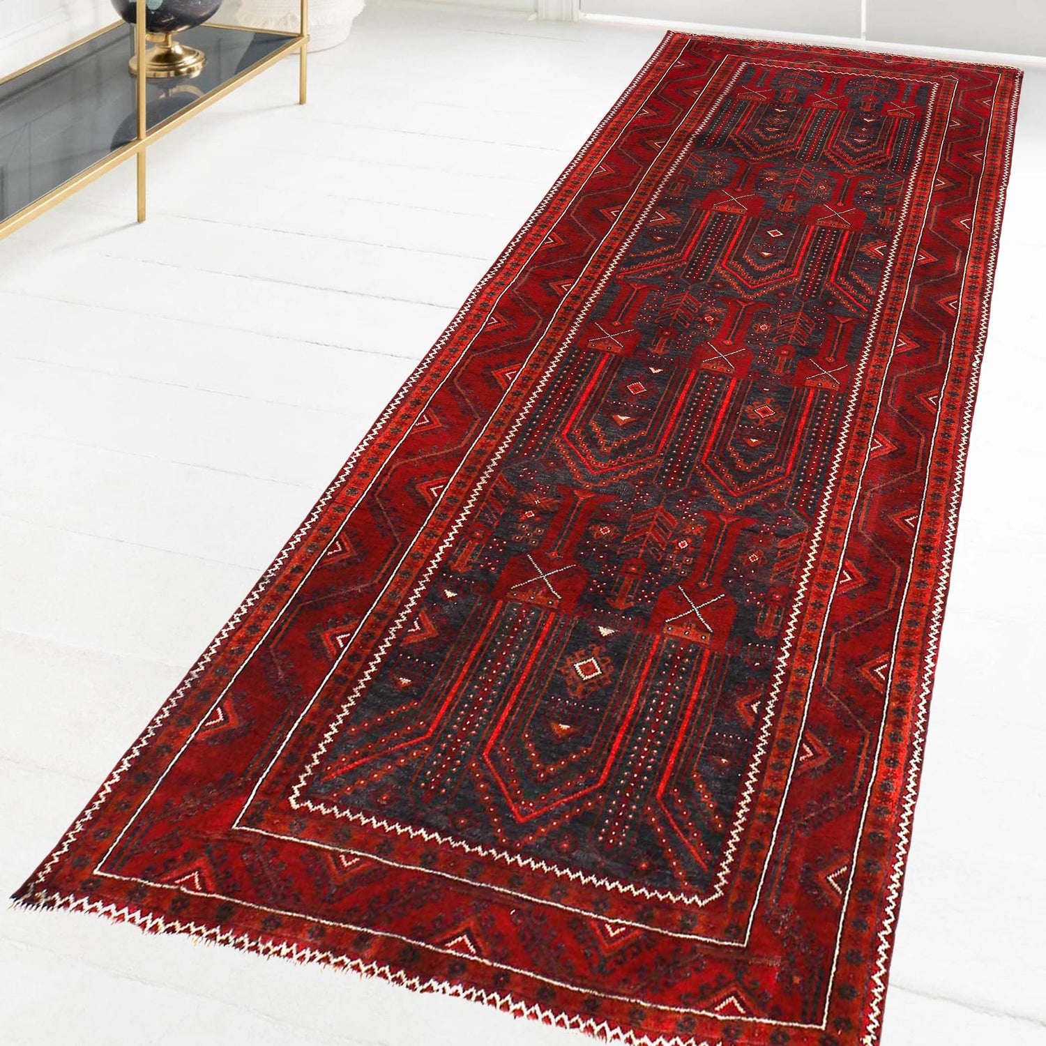 Traditional Baloch Rug 3' 10" x 9' 8" ft / 118 x 294 cm - No. G29027