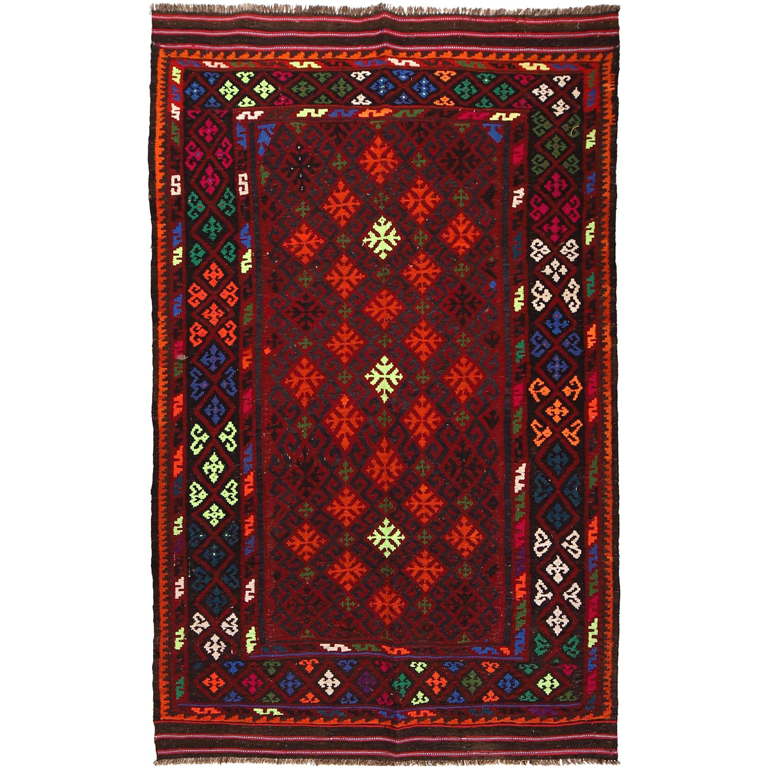 Handmade Maimana Kelim 4' 2" x 6' 5" ft / 127 x 196 cm - No. G29125