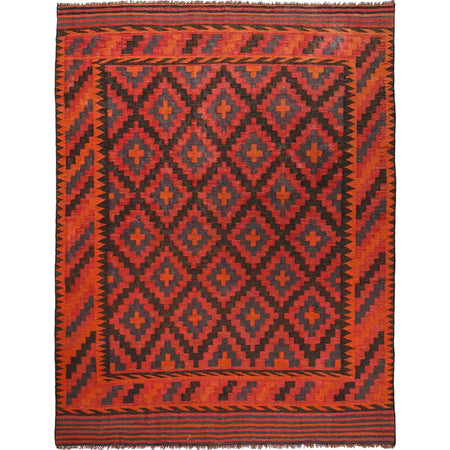 Red Afghan Kilim 5' 6" x 7' 10" ft / 167 x 238 cm - No. G29130